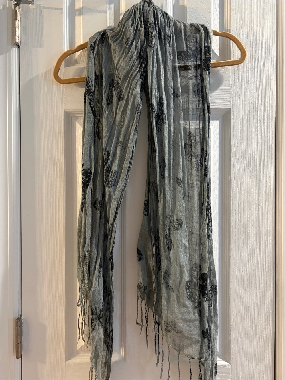 Light Gray Butterfly Print Scarf - Unbranded Women Jeans Accessory